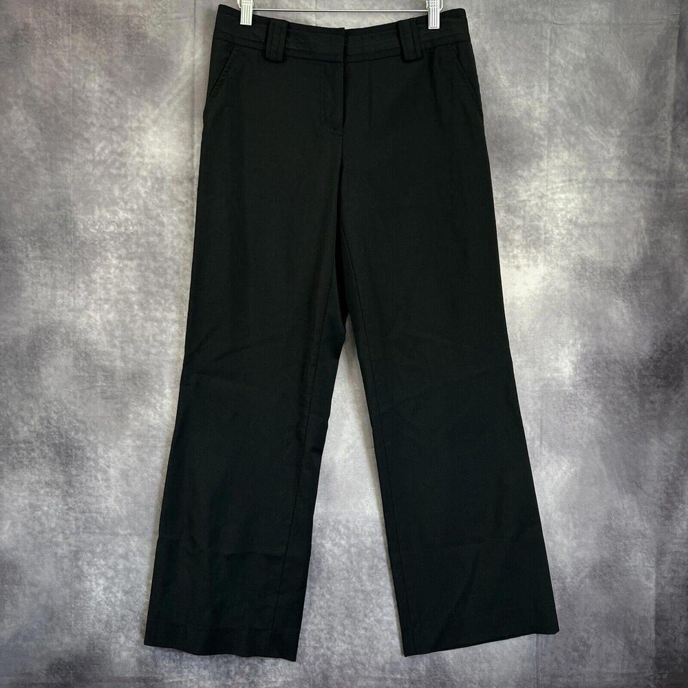 Tory Burch Wide Leg Trouser Pant Size 6 Black Wool Blend Business Casual $295